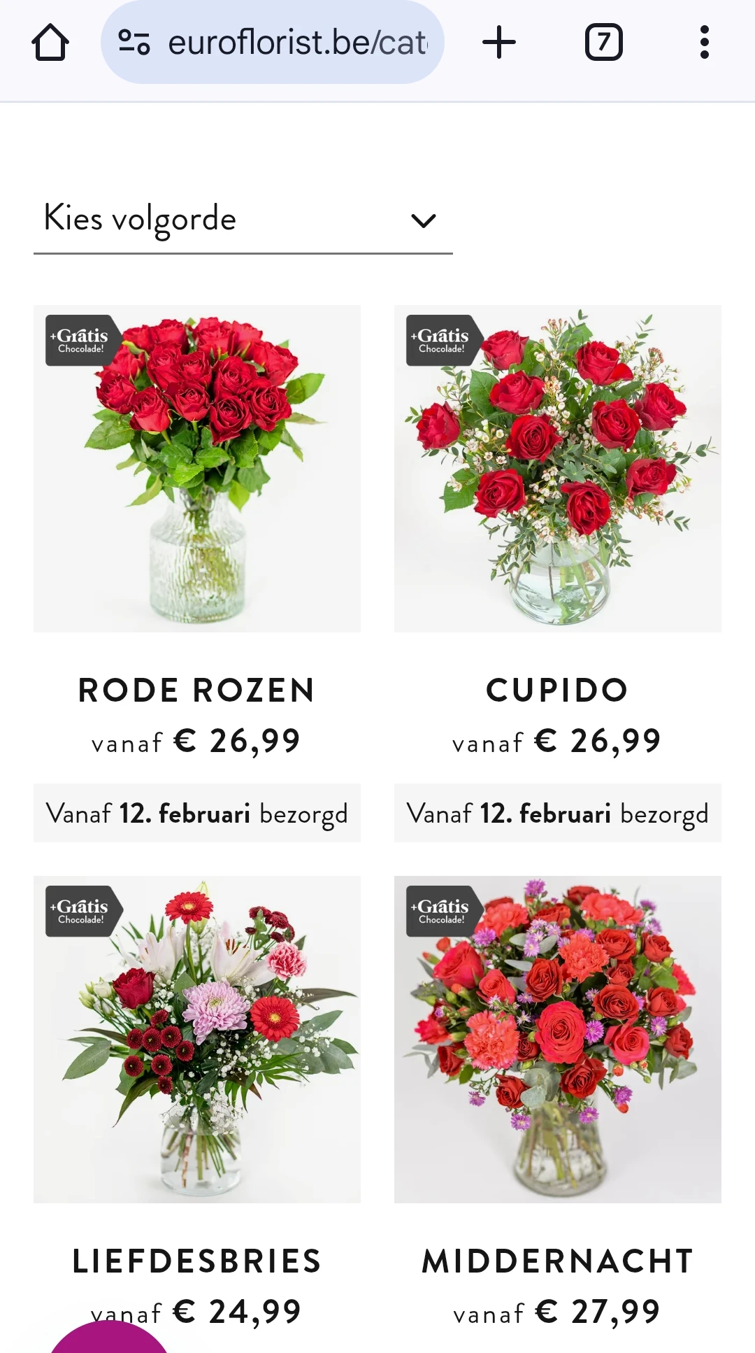 Valentijnsdag bloemen euroflorist gratis chocolade