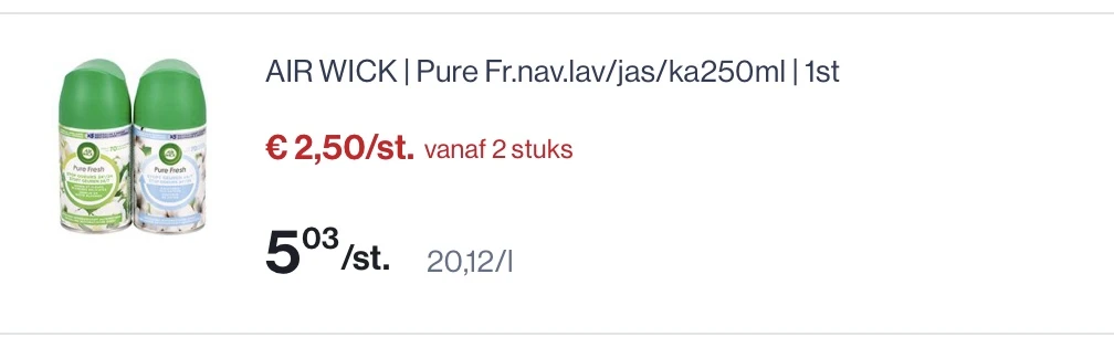 Airwick pure fresh navulling 250 ml