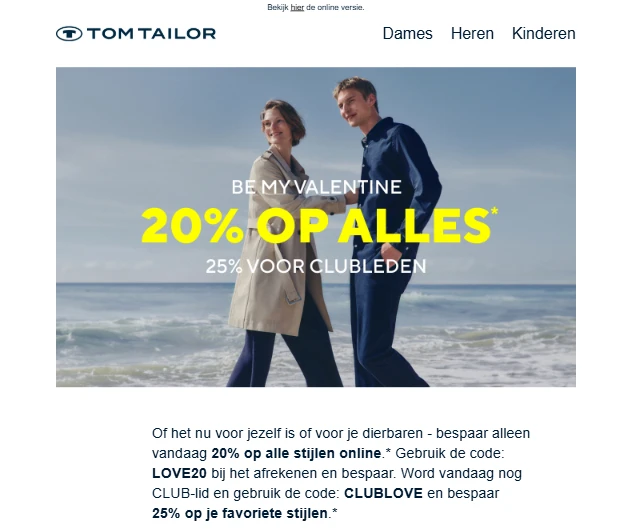 20% korting Tom Tailor