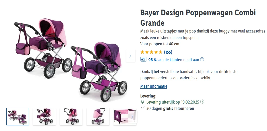 -50% Bayer Design Poppenwagen 👶🏼 Combi Grande