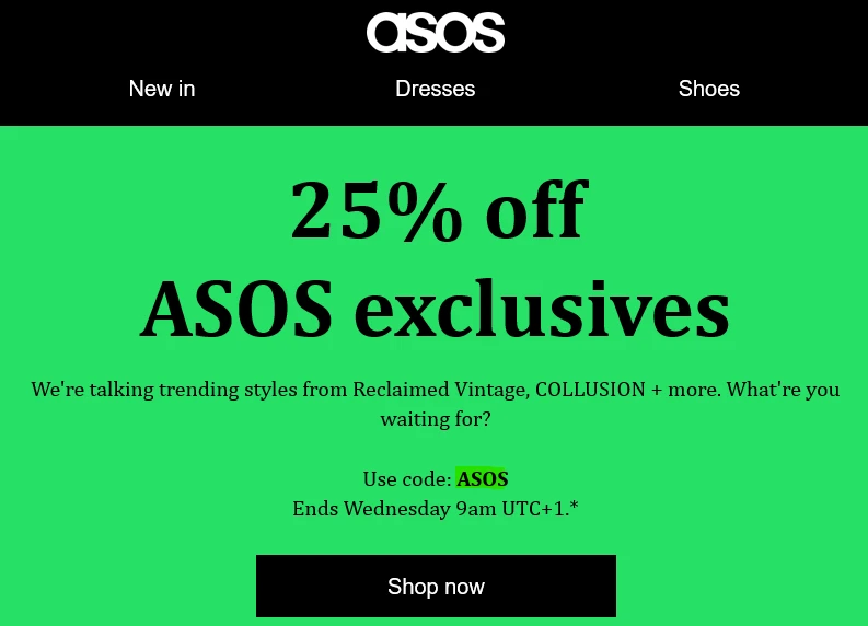 25% extra korting bij ASOS