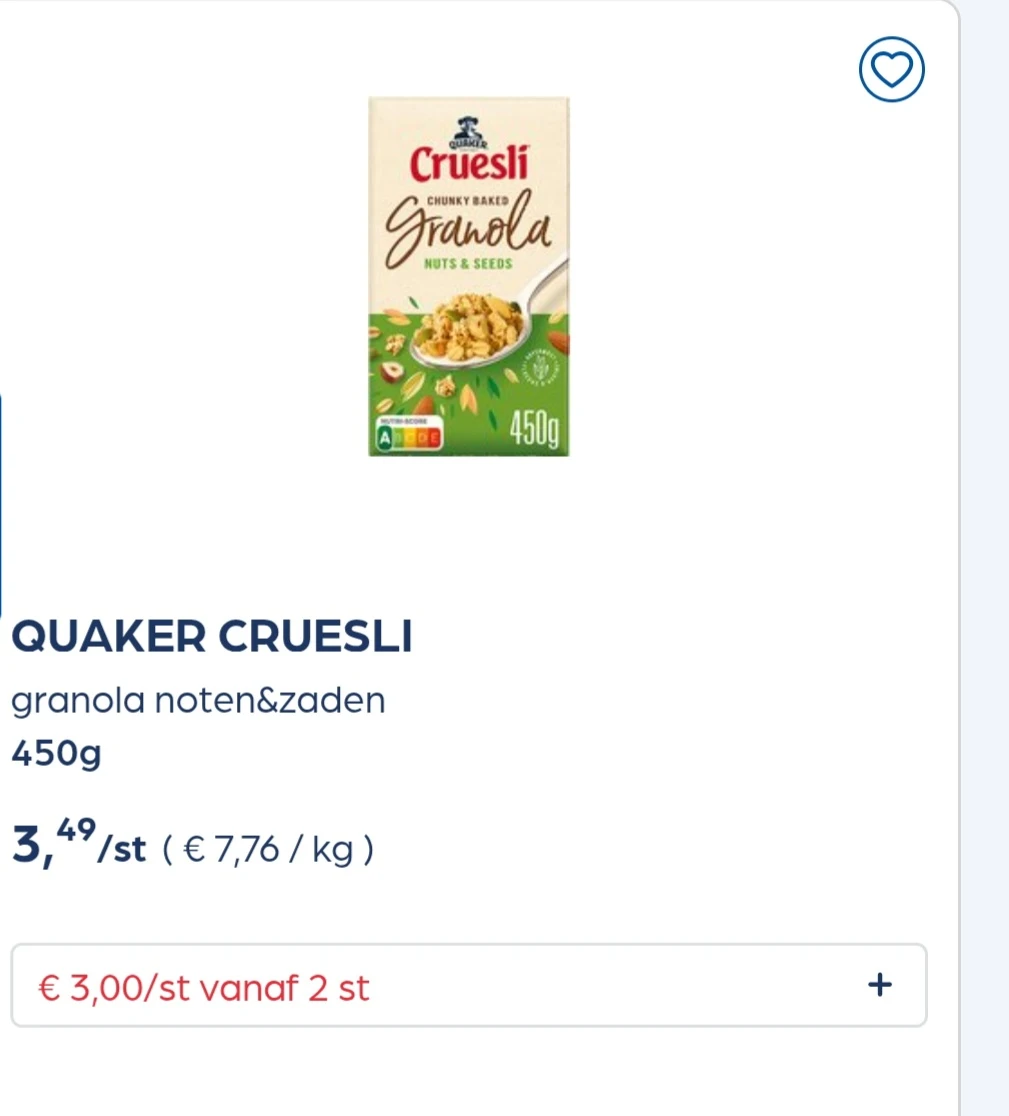 Collect&go QUAKER CRUESLI granola noten&zaden 450g
