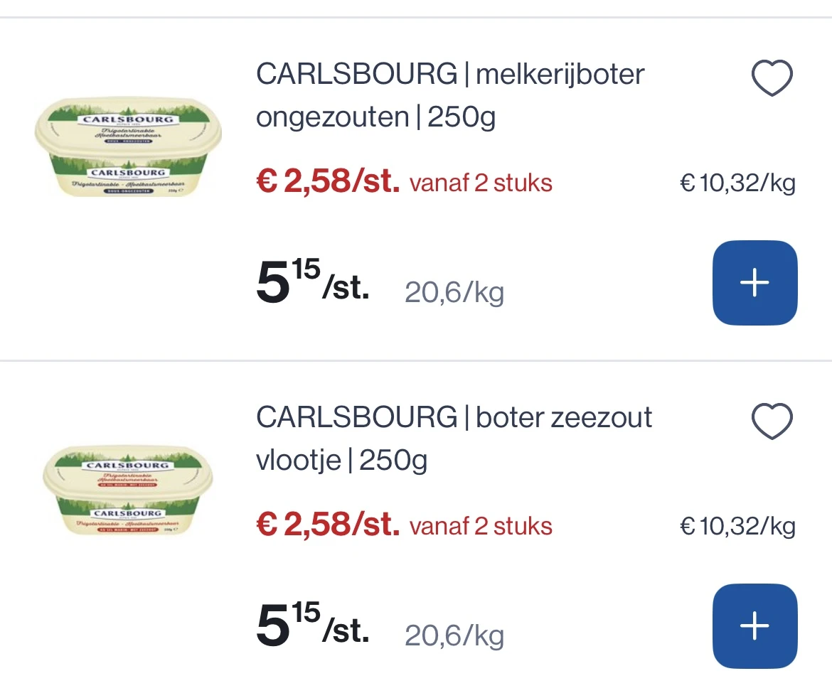 Carlsbourg melkerijboter 250 gram