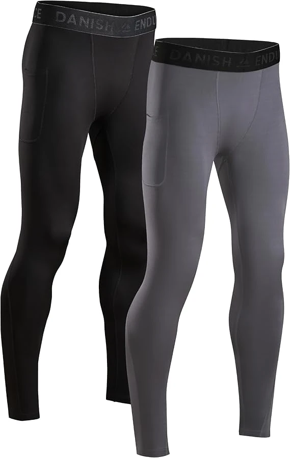DANISH ENDURANCE Compressieleggings voor heren, sport en hardlopen, 2 stuks
