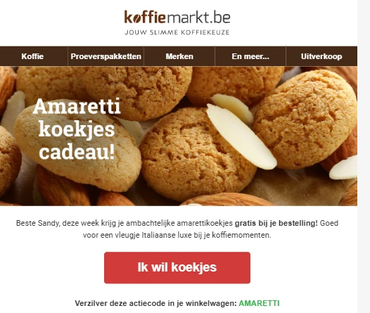 gratis amarettikoekjes bij koffiemarkt