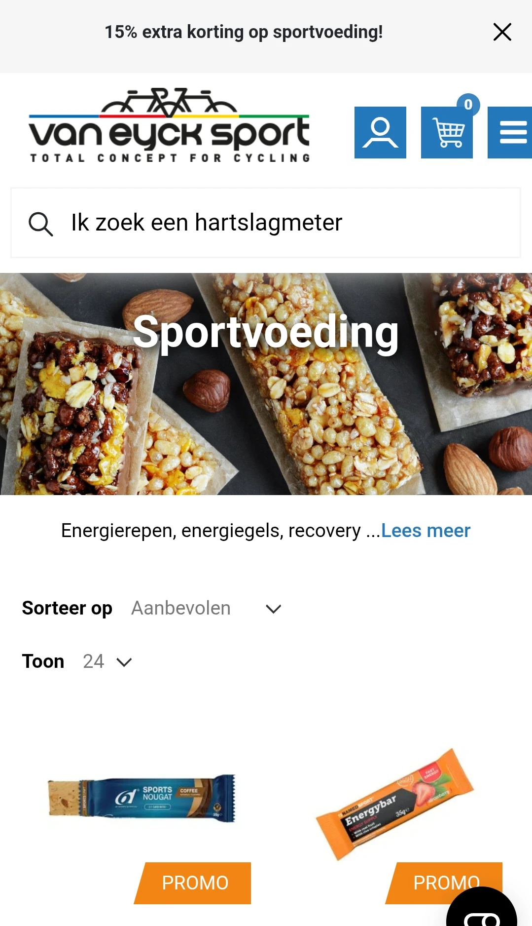15% sportvoeding bij Van Eyck sport
