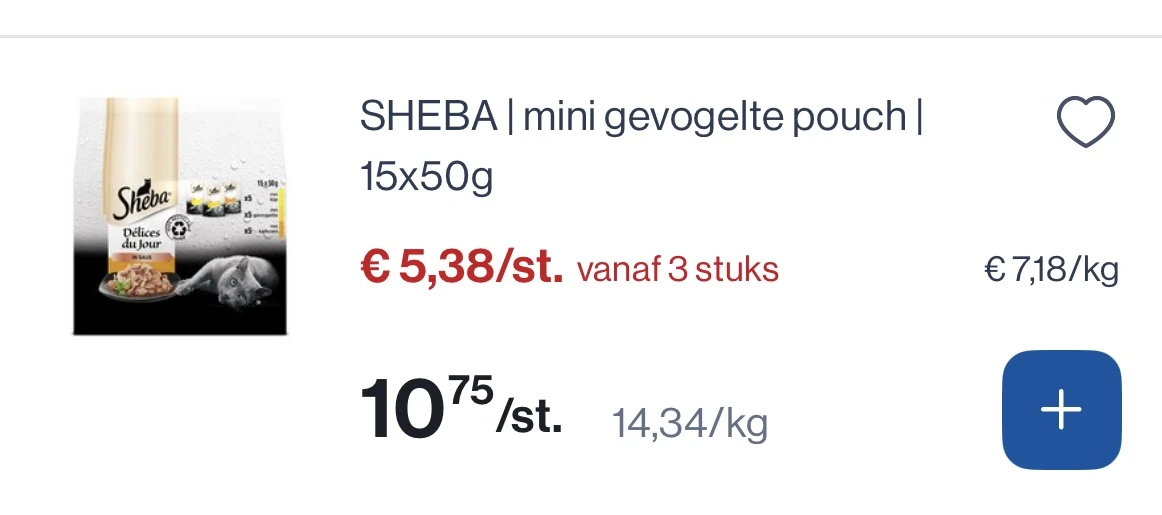 Sheba mini gevogelte pouch 15x50 gram