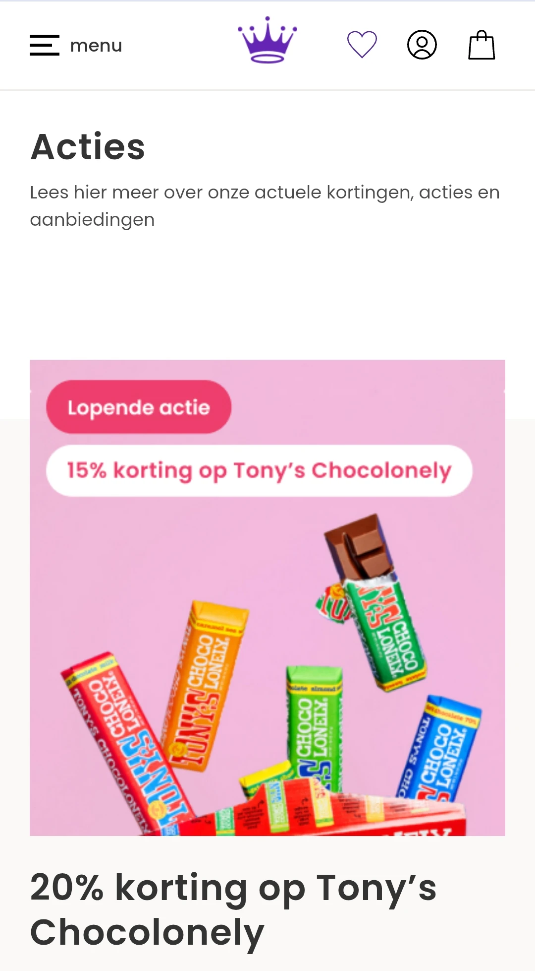 20% korting op Tony’s Chocolonely bij Hallmark