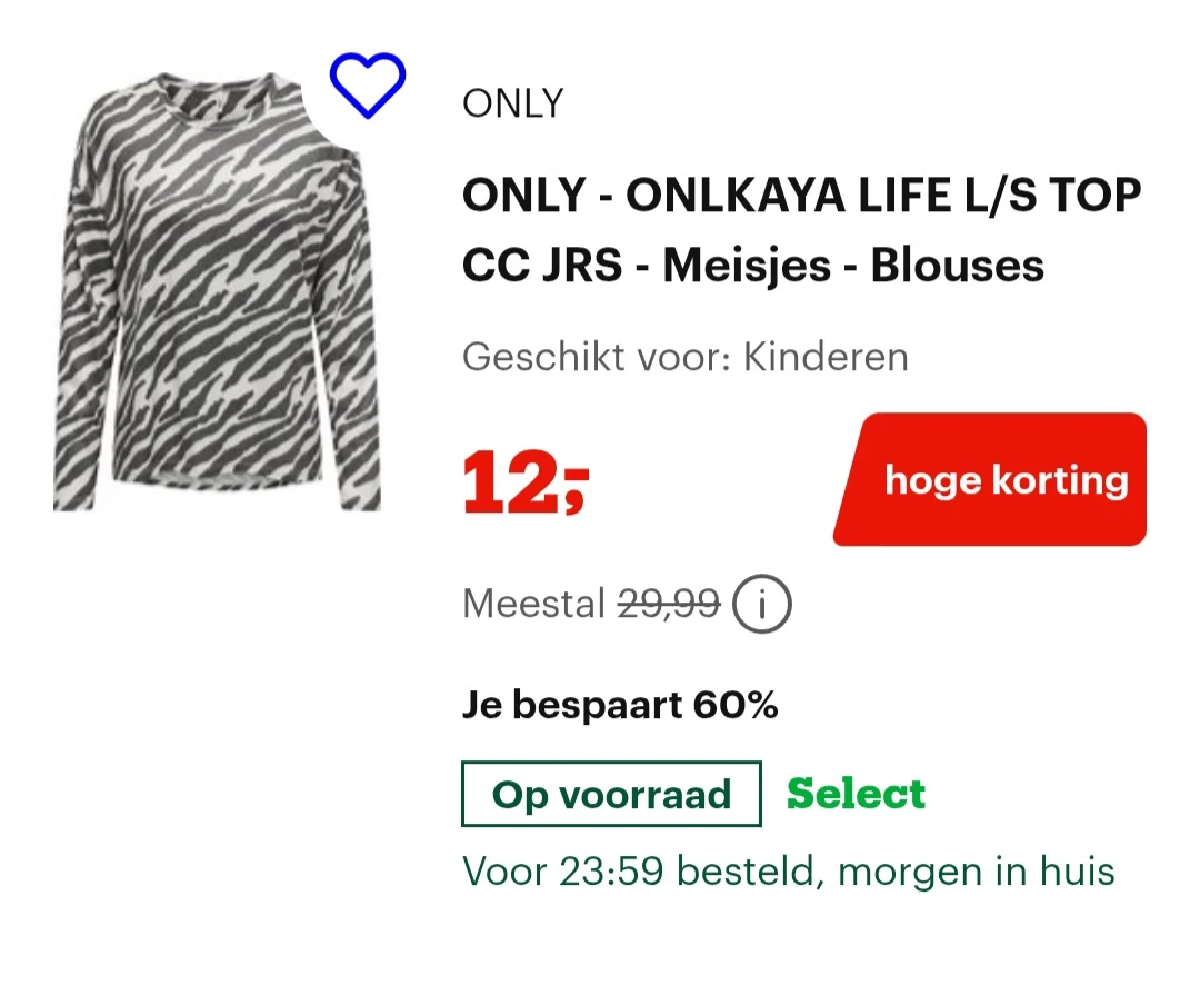ONLY - ONLKAYA LIFE L/S TOP CC JRS - Meisjes - Blouses -60% bij bol.com