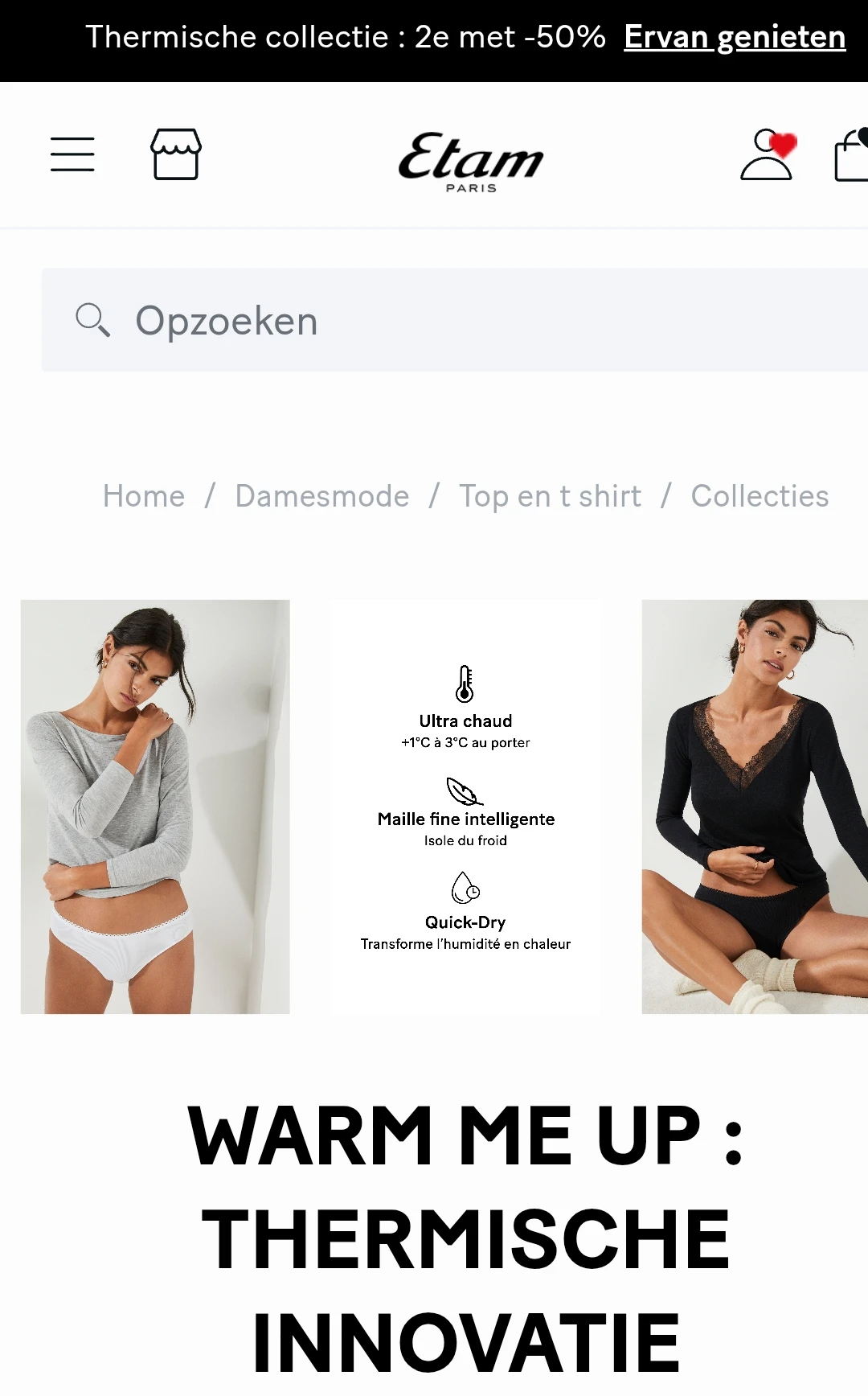 Thermische kledij bij Etam 2de 50%