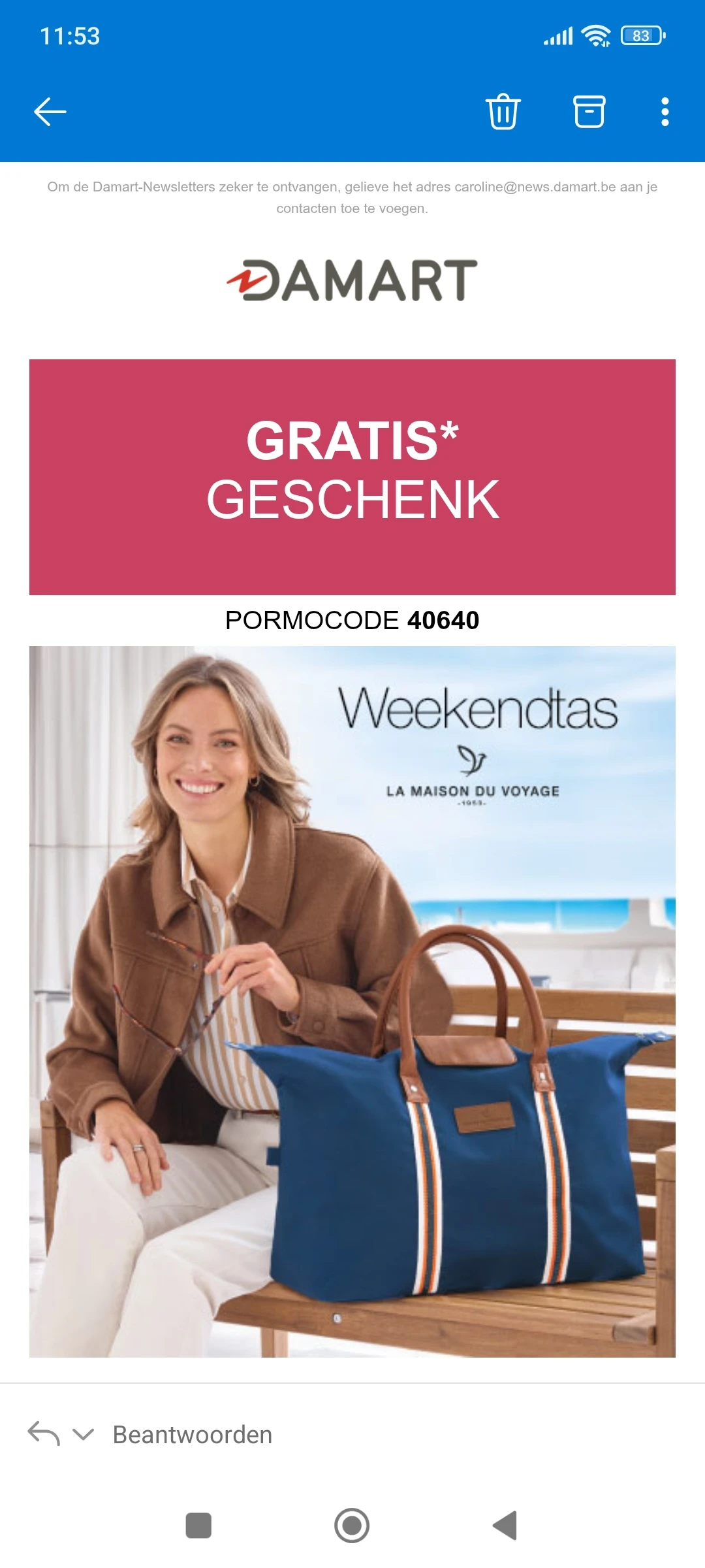 Gratis weekendtas damart
