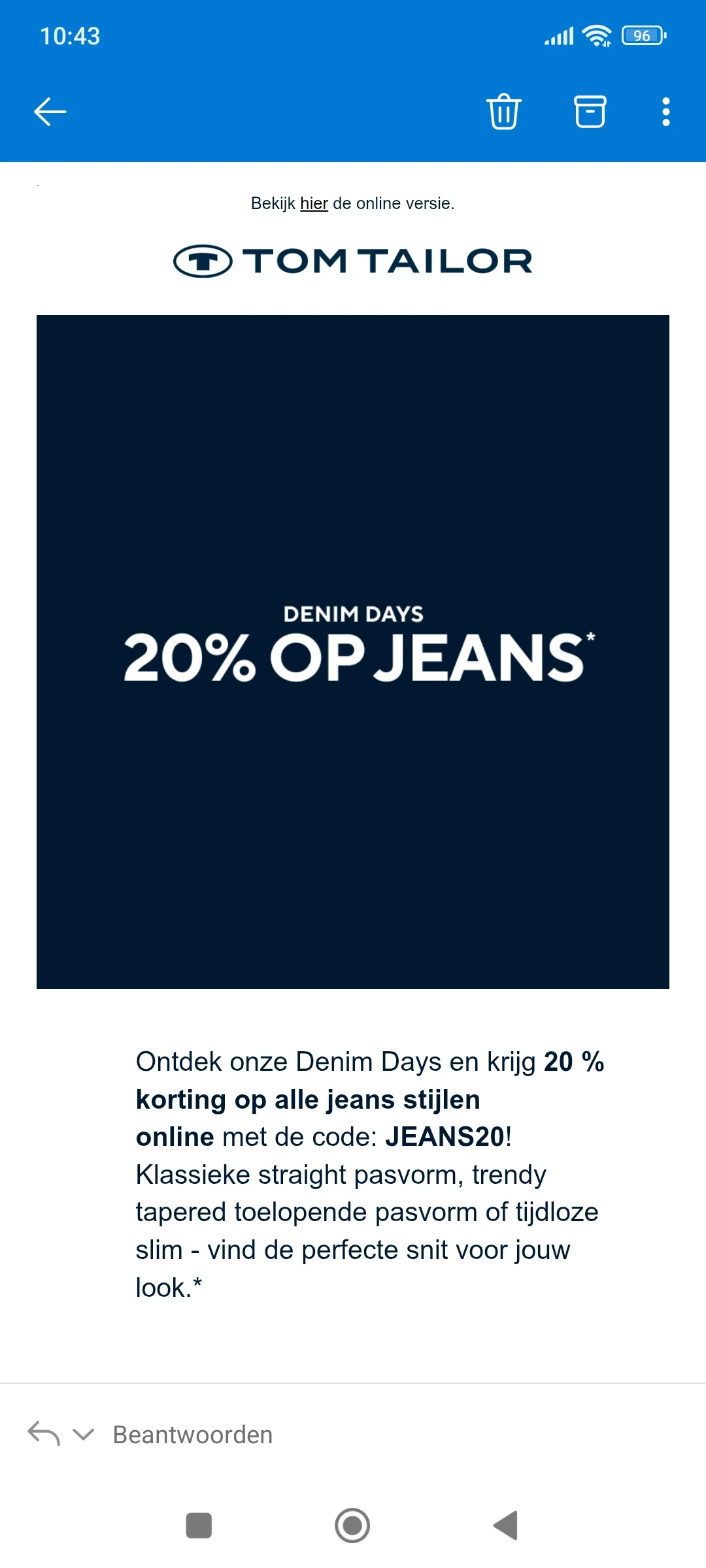 Tom tailor: -20% op jeans