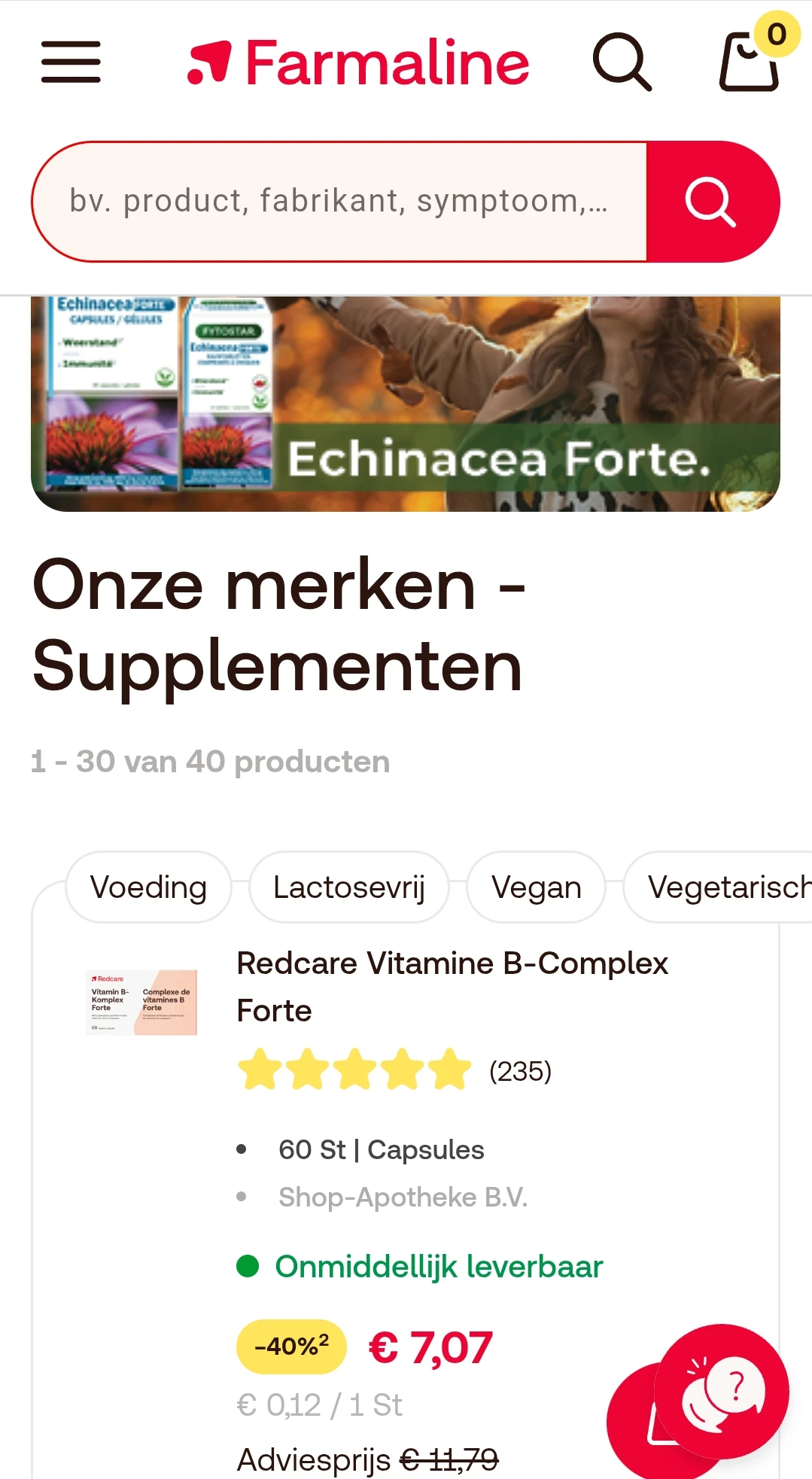 Farmaline tot 45% op supplementen