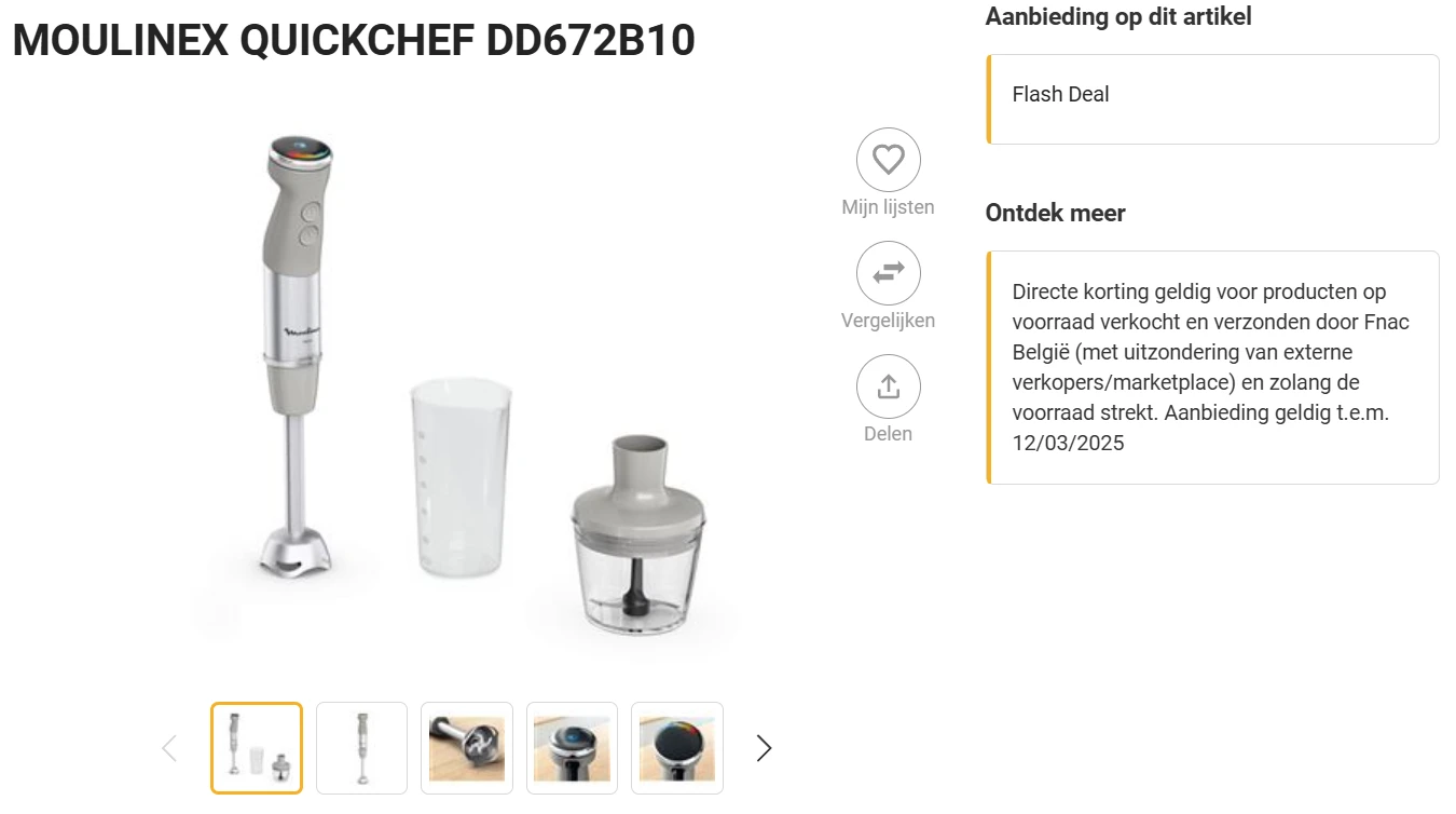Moulinex Quickchef met 31% korting bij Fnac (flash deal)
