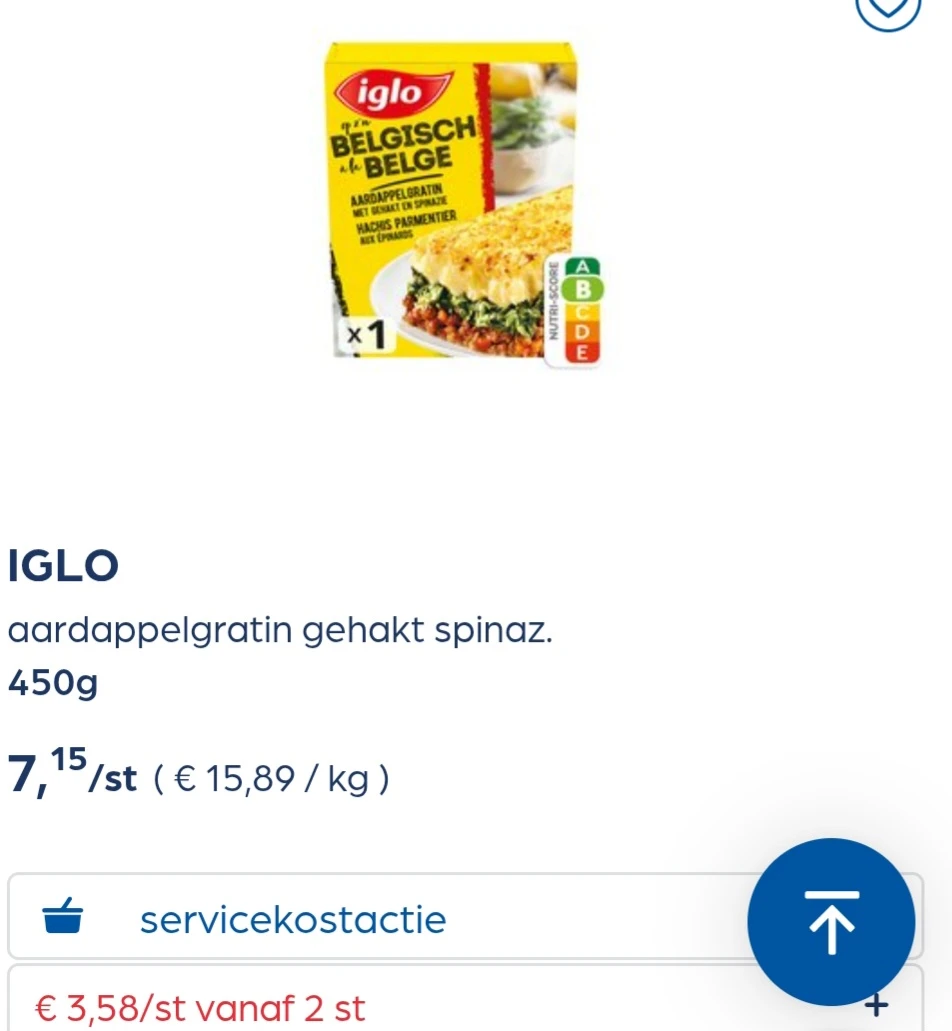 Collect&go IGLO aardappelgratin gehakt spinaz. 450g