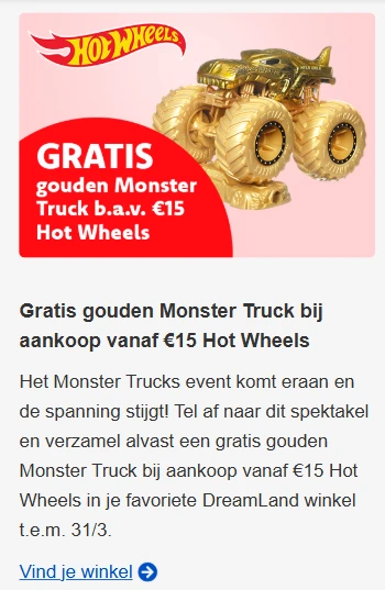 Tot -40% HotWheels 🔥 gratis Gratis Gouden Monstertruck vanaf €15