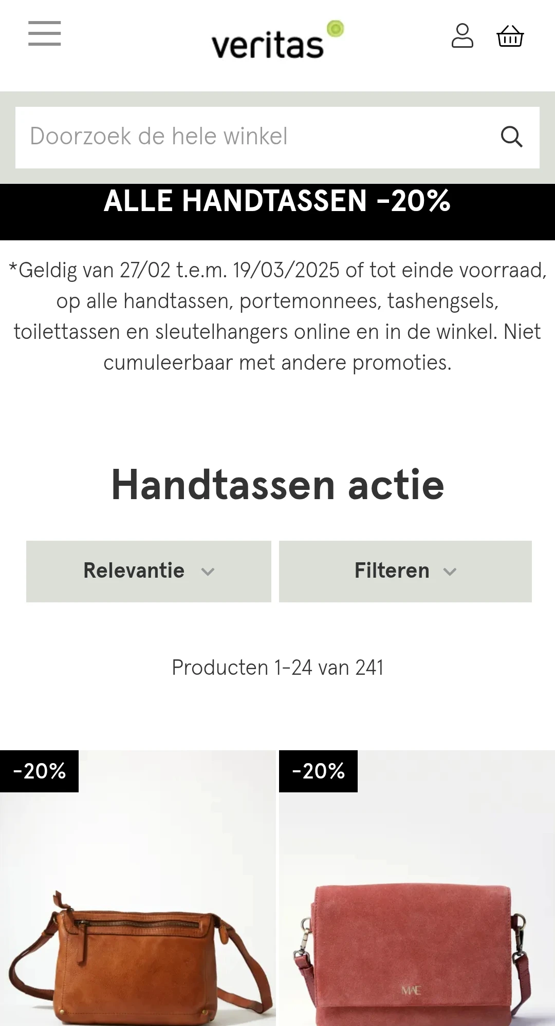 Veritas handtassen 20%