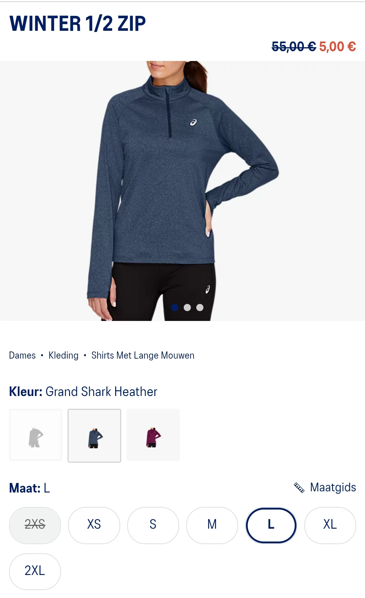 Asics winterzip voor dames aan 5€ in outlet