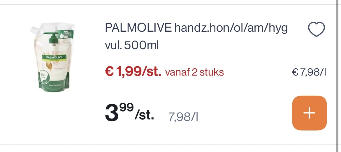 Handzeep Palmolive hon/am/hyg vulling 500 ml