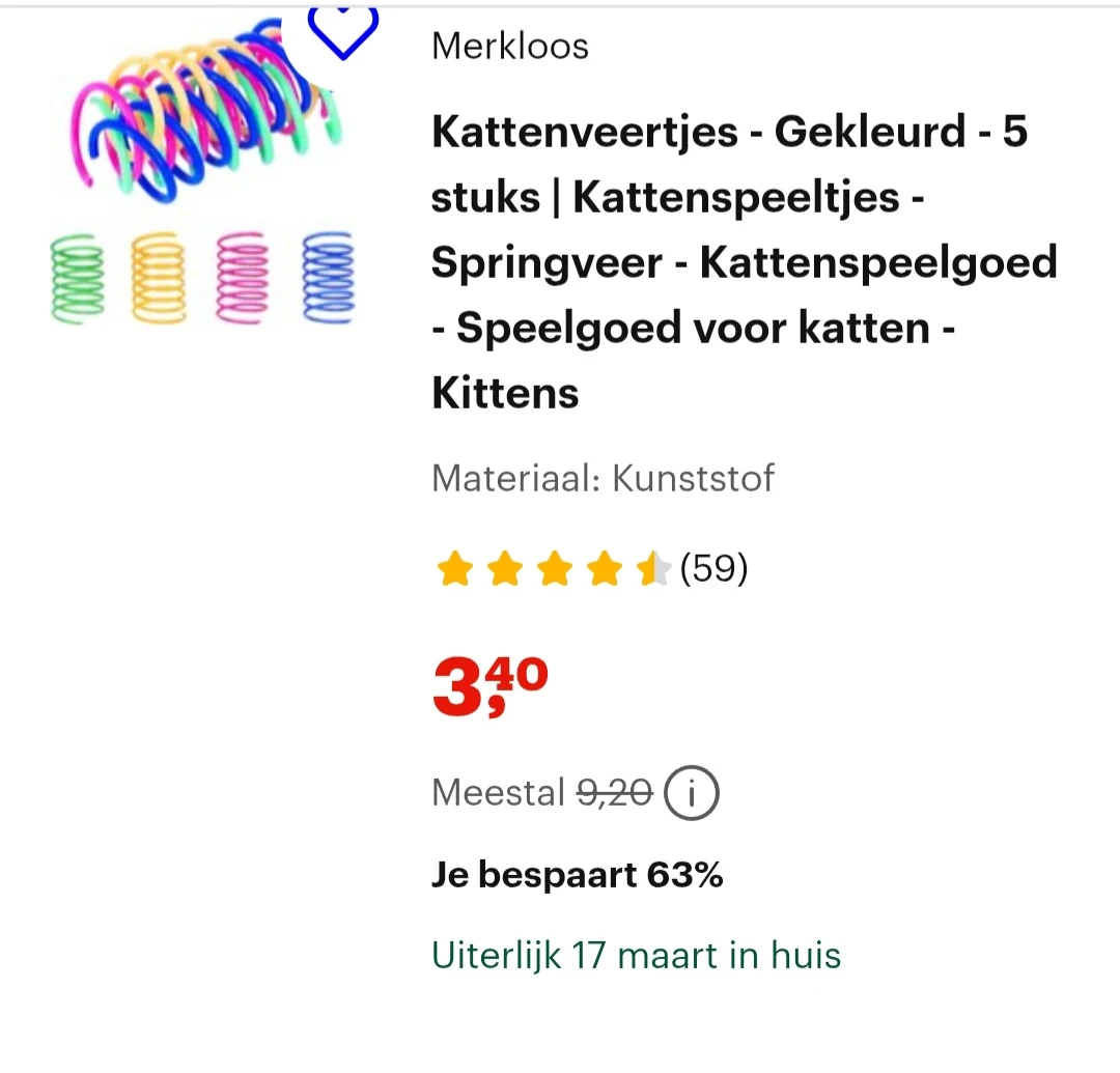 Kattenveertjes 5 stuks -63% bij bol.com