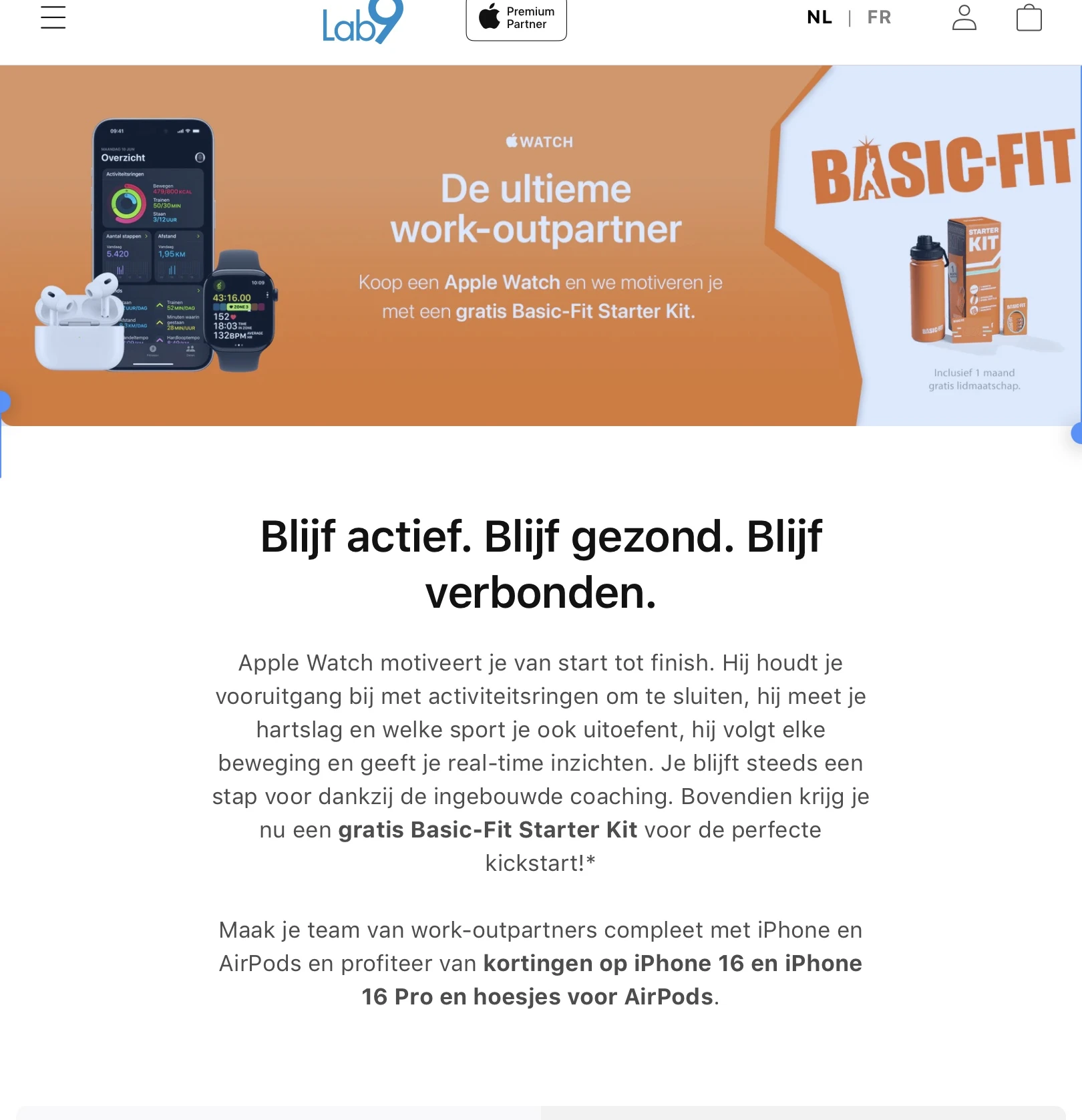 Gratis Basic fit starter kit bij aankoop Apple Watch