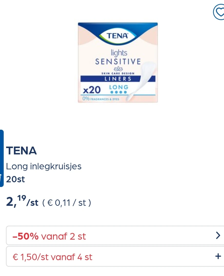 Tena inlegkruisjes, verbanden en broekjes