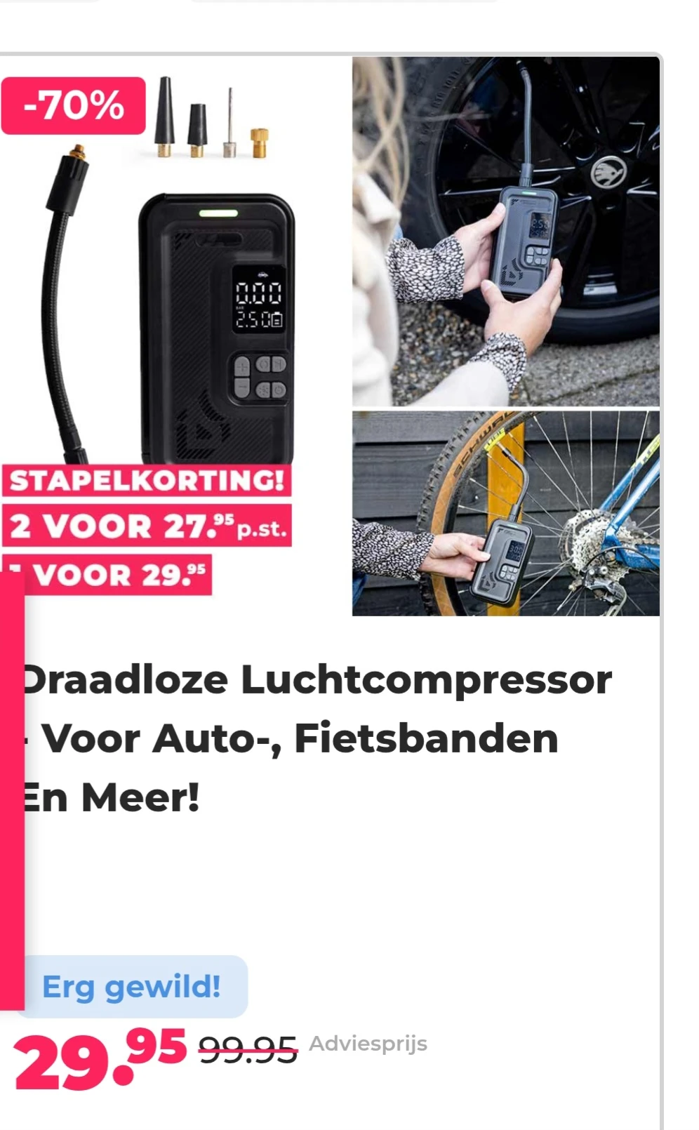 Collect&go Draadloze Luchtcompressor - 70% op voordeelvanger.nl
