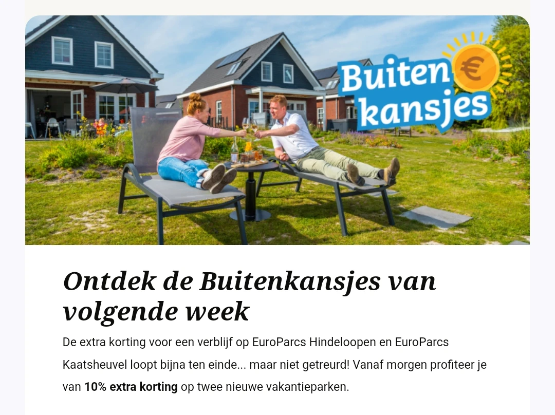 EuroParcs IJsselmeer en EuroParcs Ruinen 10% extra korting