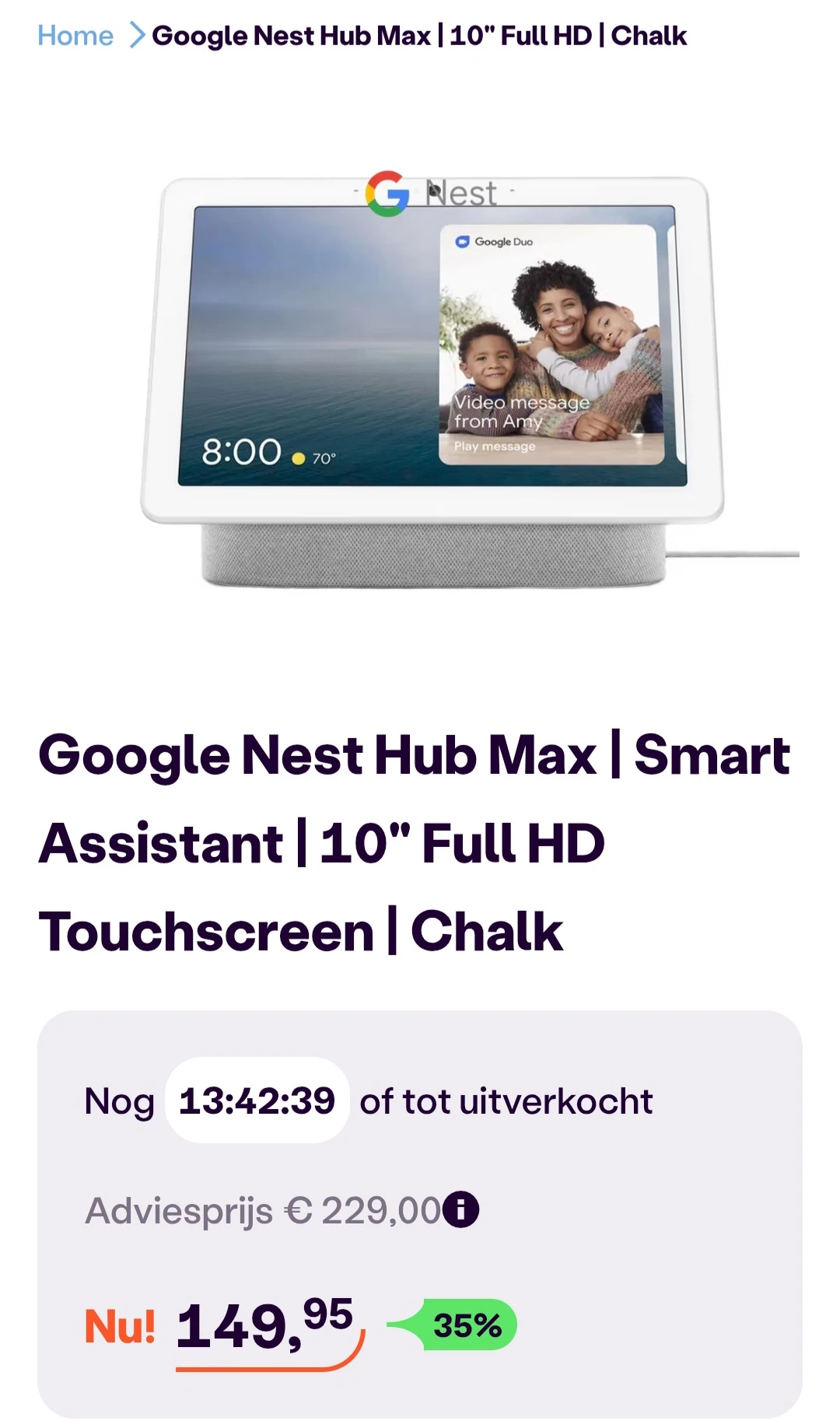 Google Nest Hub Max -35% bij ibood.com