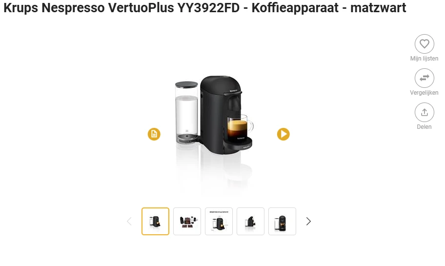 Krups Nespresso VertuoPlus met 66% korting bij Fnac