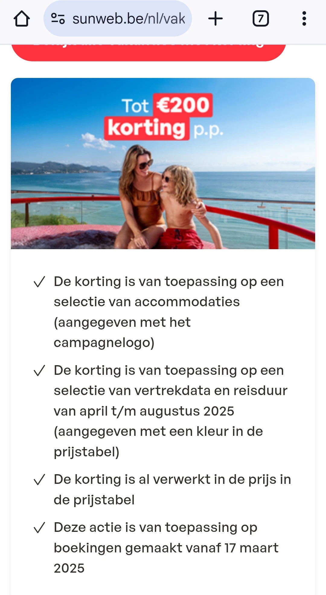 €200 korting sunweb