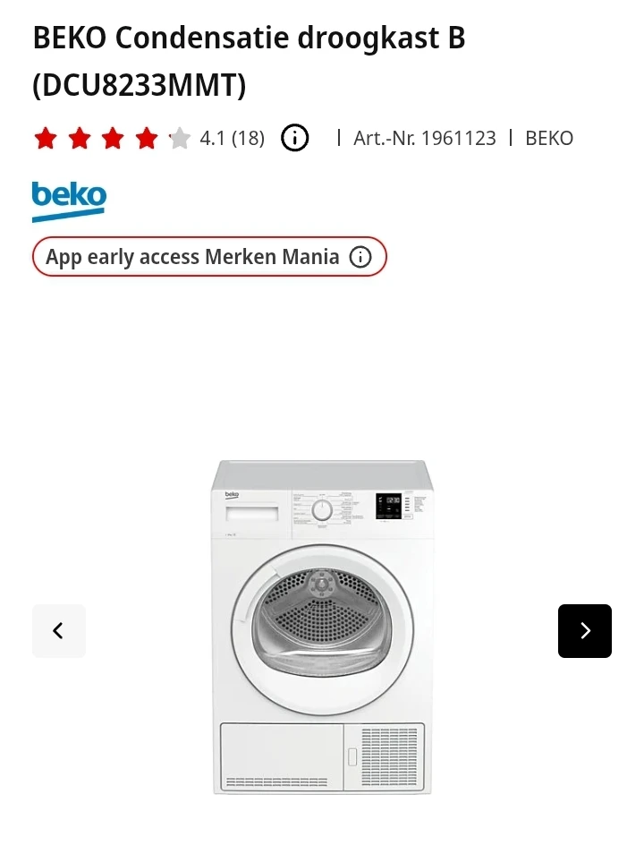 BEKO Condensatie droogkast DCU8233MMT