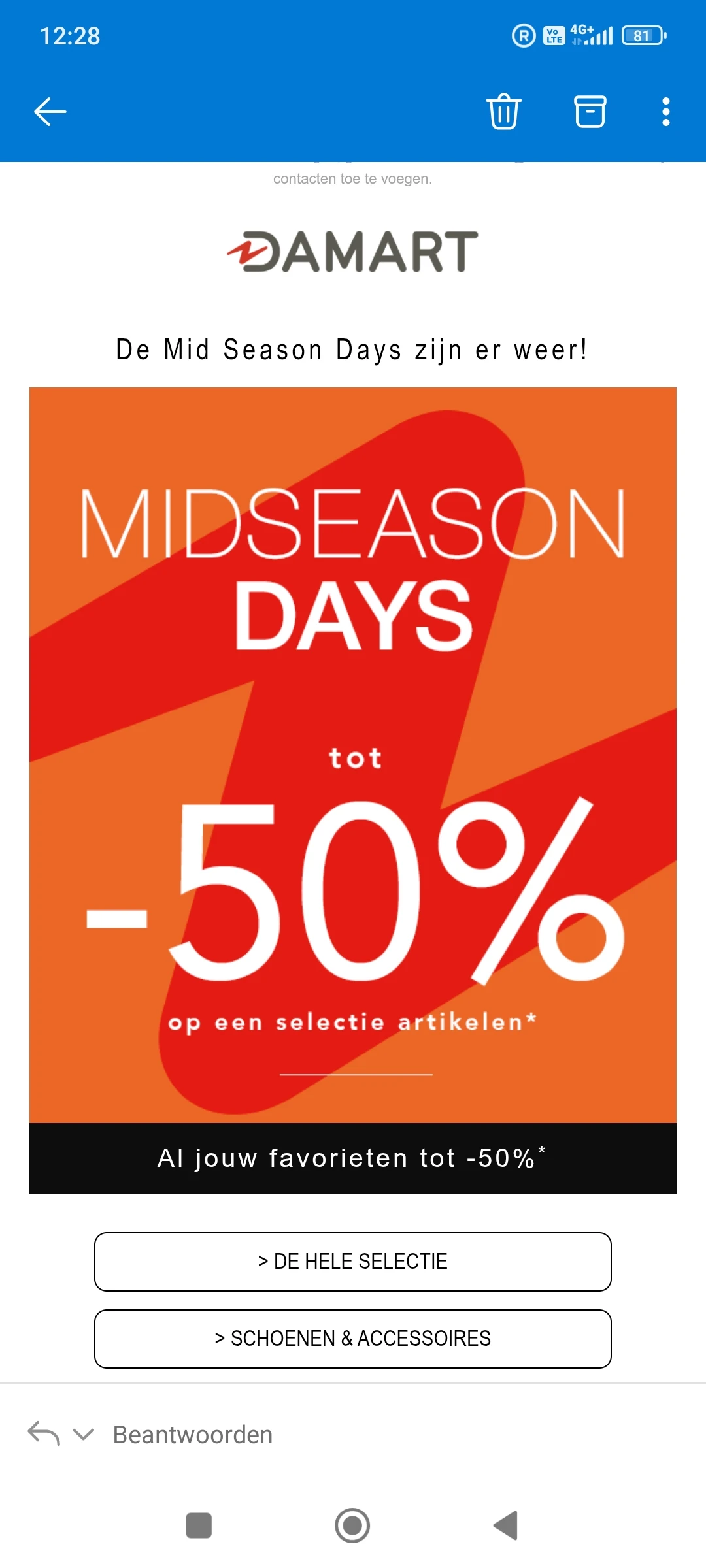 Tot -50% mid season sale bij damart