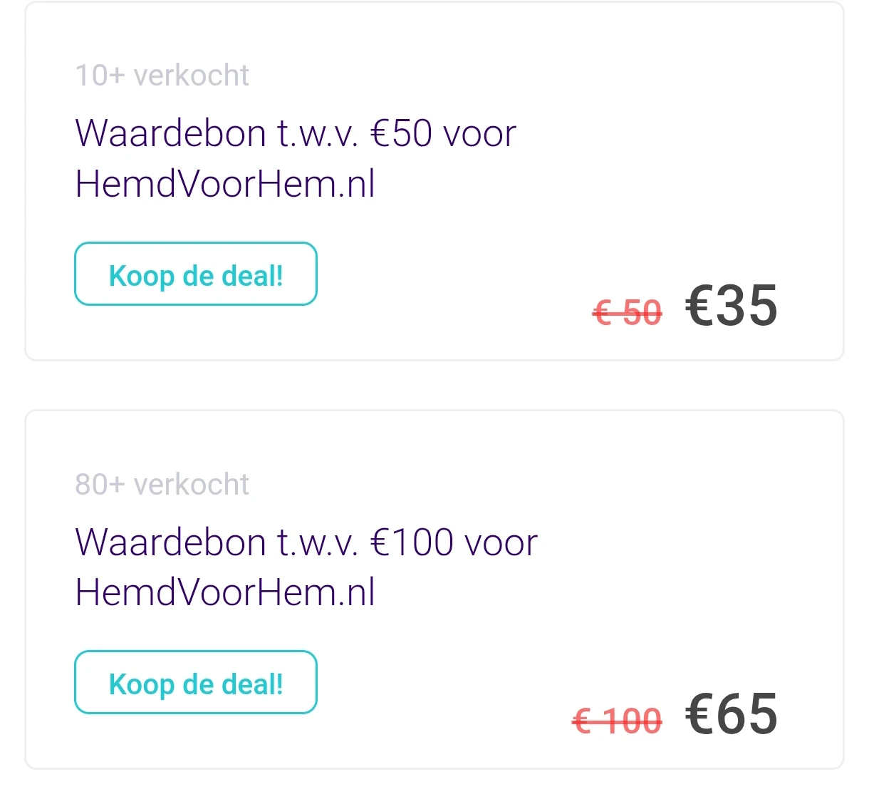 Bespaar tot 35% extra bij Hemdvoorhem.nl
