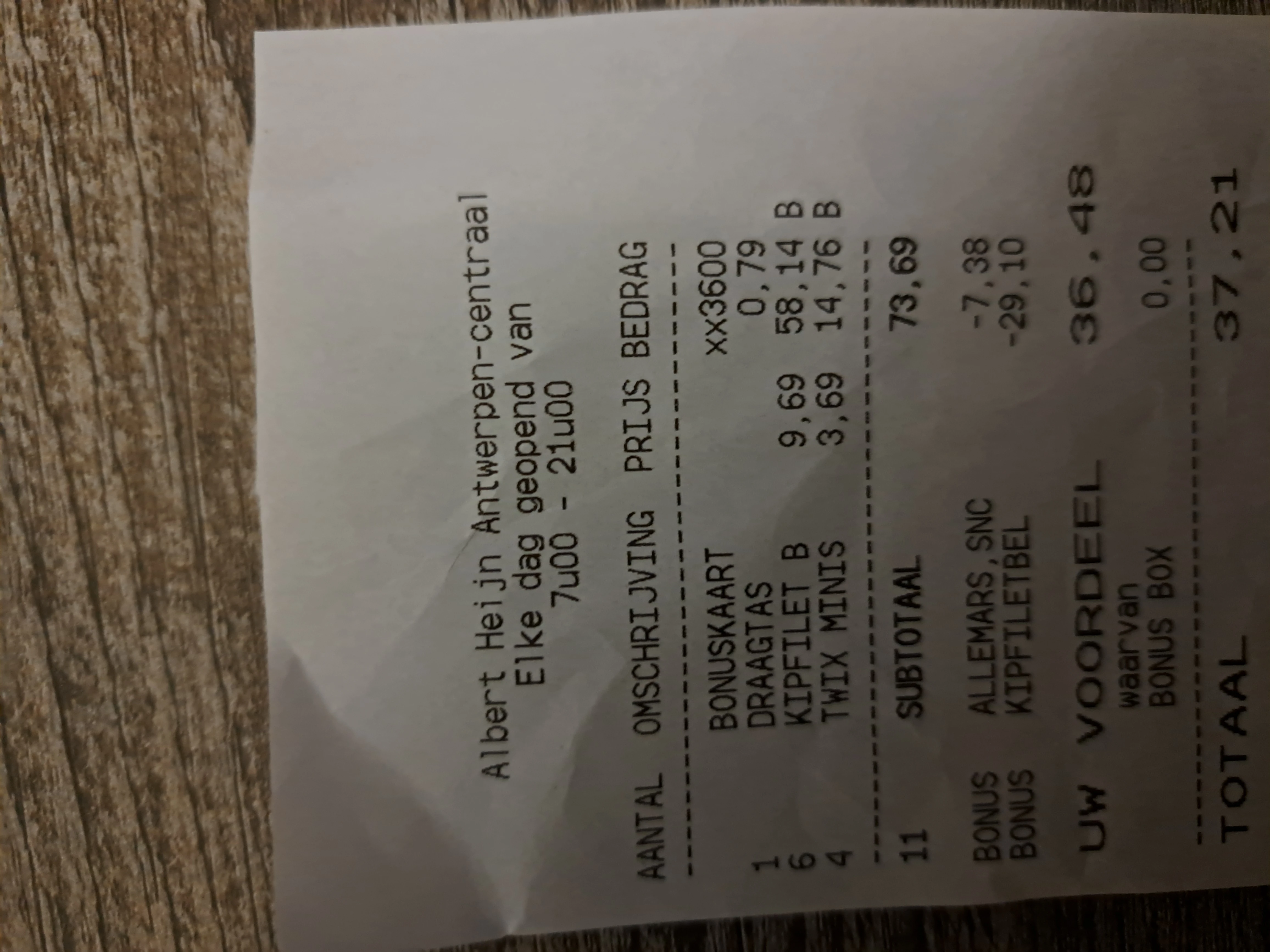 Albert Heijn kip en twix minis