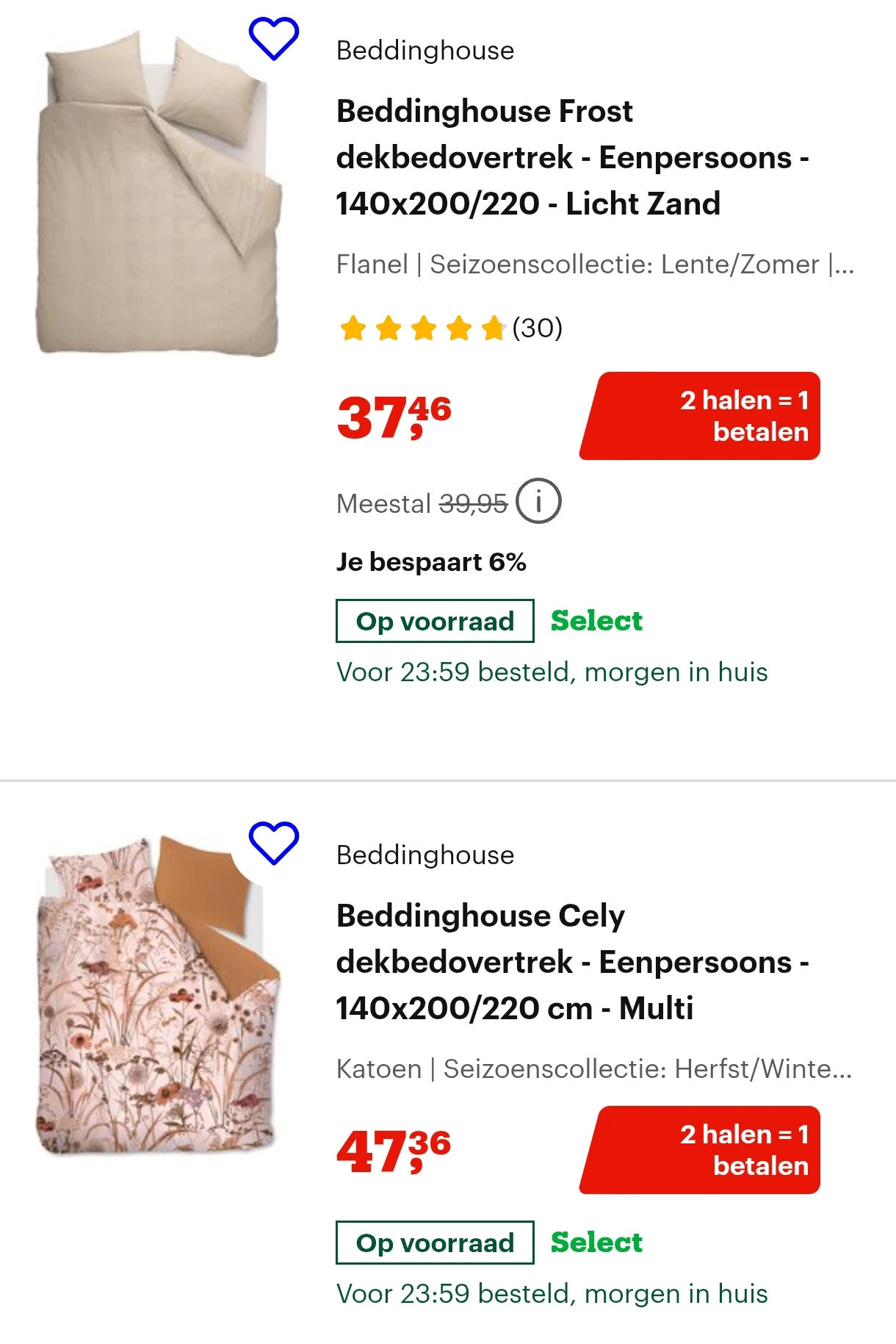 2 kopen is 1 betalen op dekbedovertrekken bij bol!