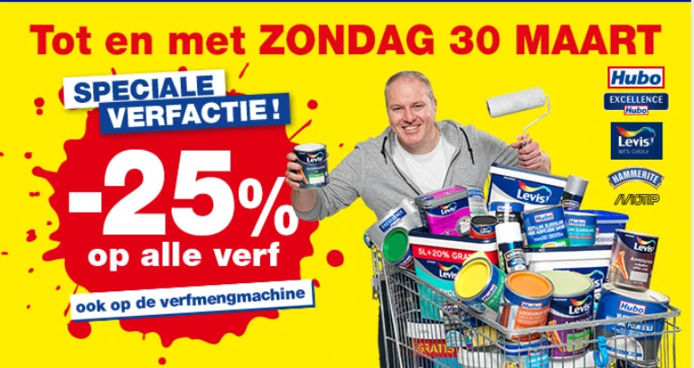 25% korting op alle verf bij Hubo!