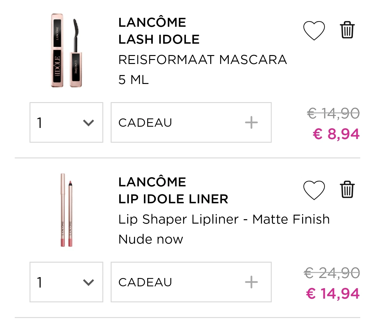 2 Lancôme Idolen make-up producten vanaf 21,87€