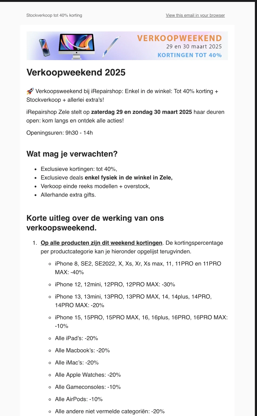 Irepair verkoopweekend