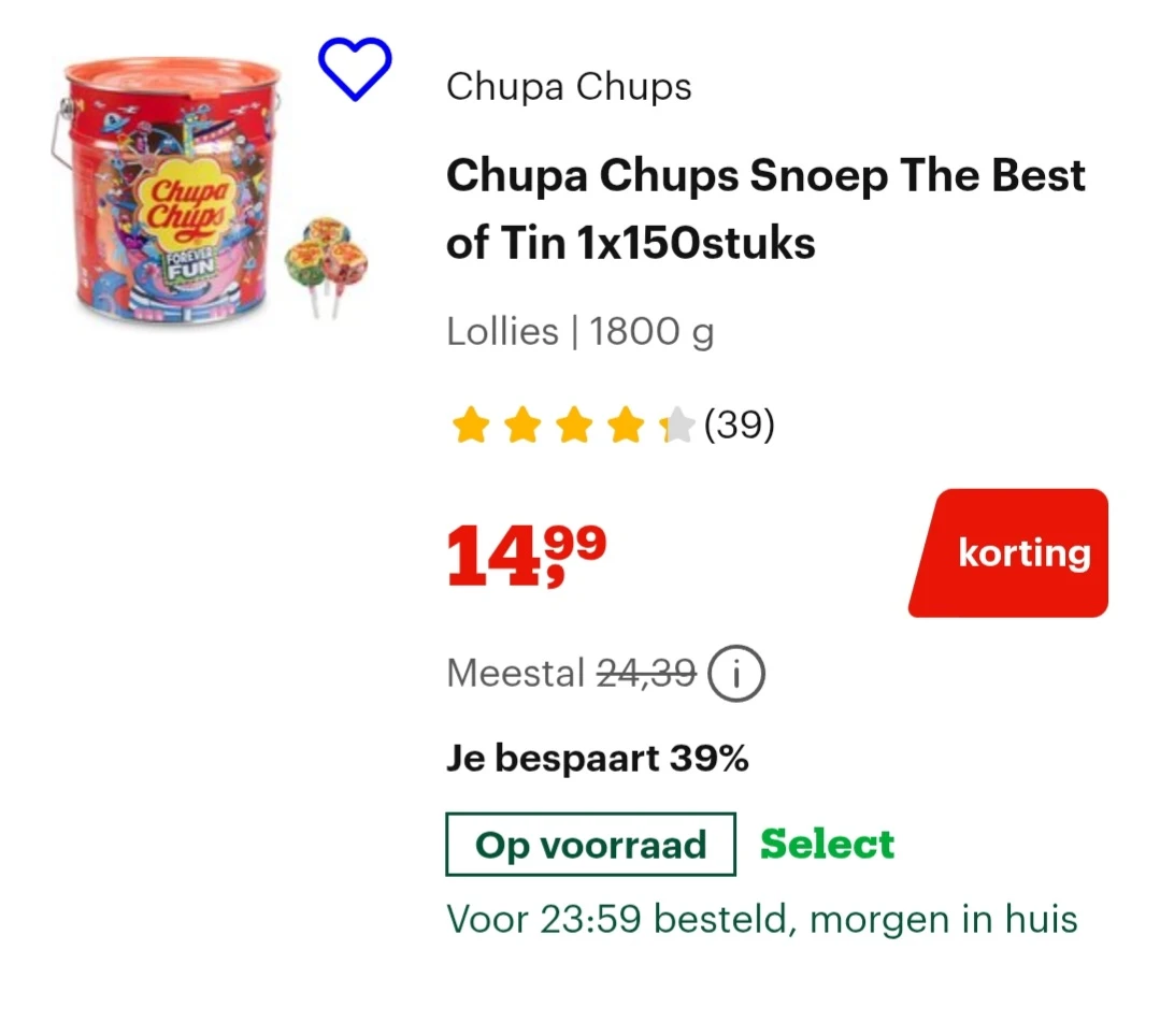 Chupa chups snoep 1x150stuks voor €14,99 bij bol.com