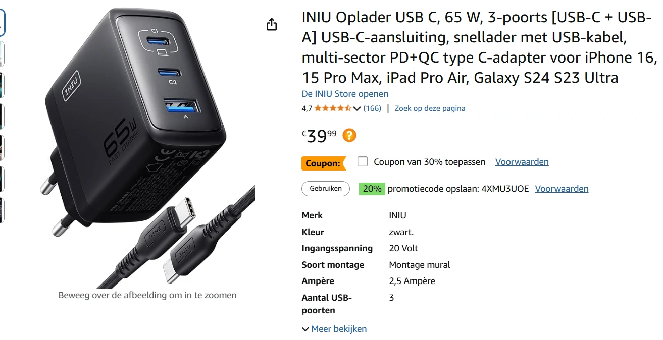 iniu oplader(3 poorten)