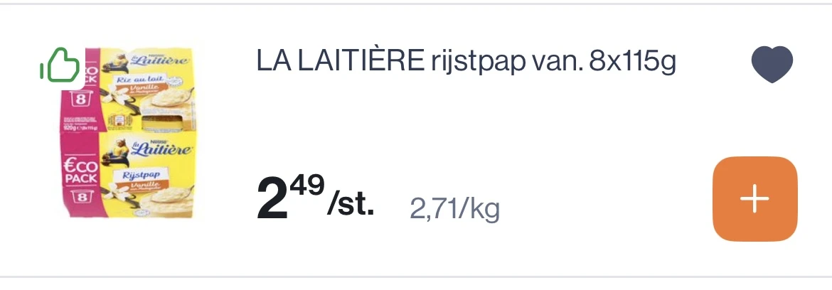 La laitiere rijstpap nu goedkoper