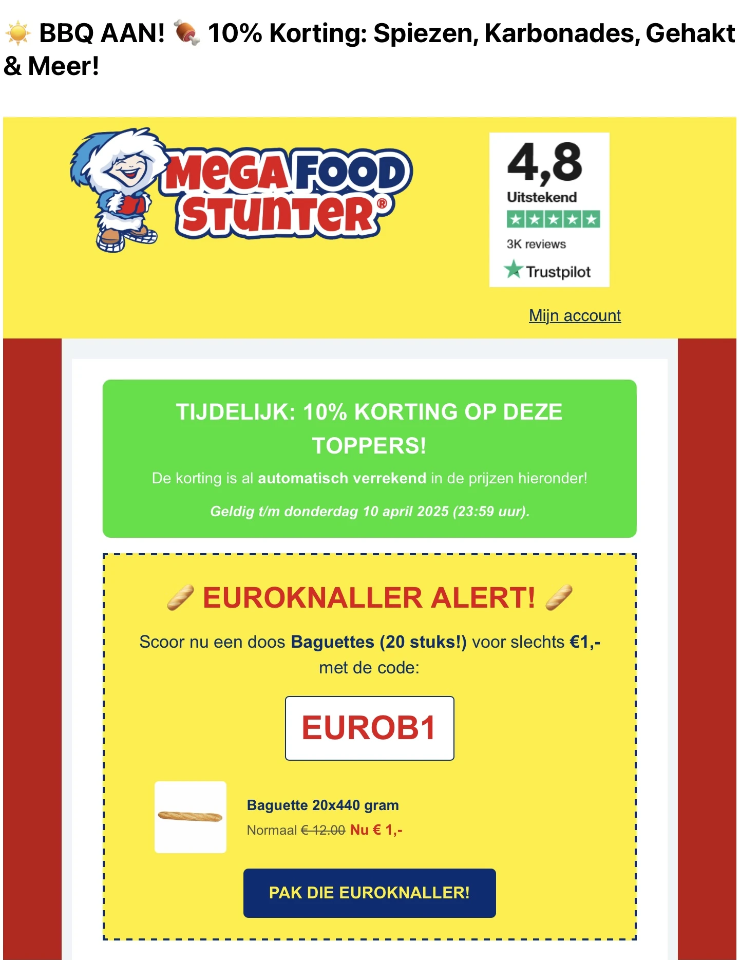 Megafoodstunter euroknaller allert