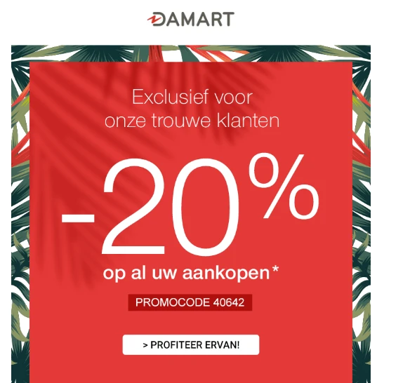 20% korting bij damart