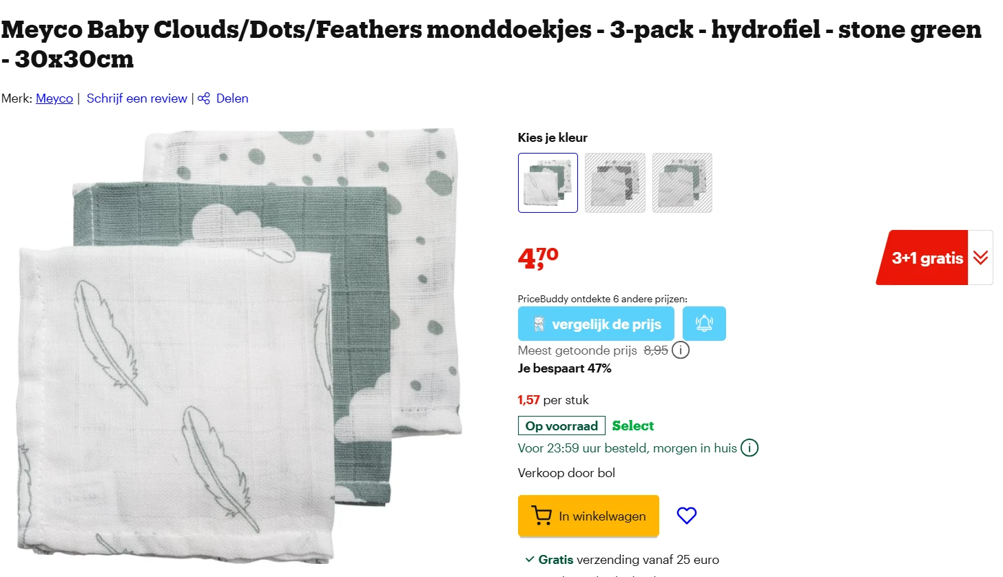 Set tetradoeken voor €3,53 bij Bol 👶