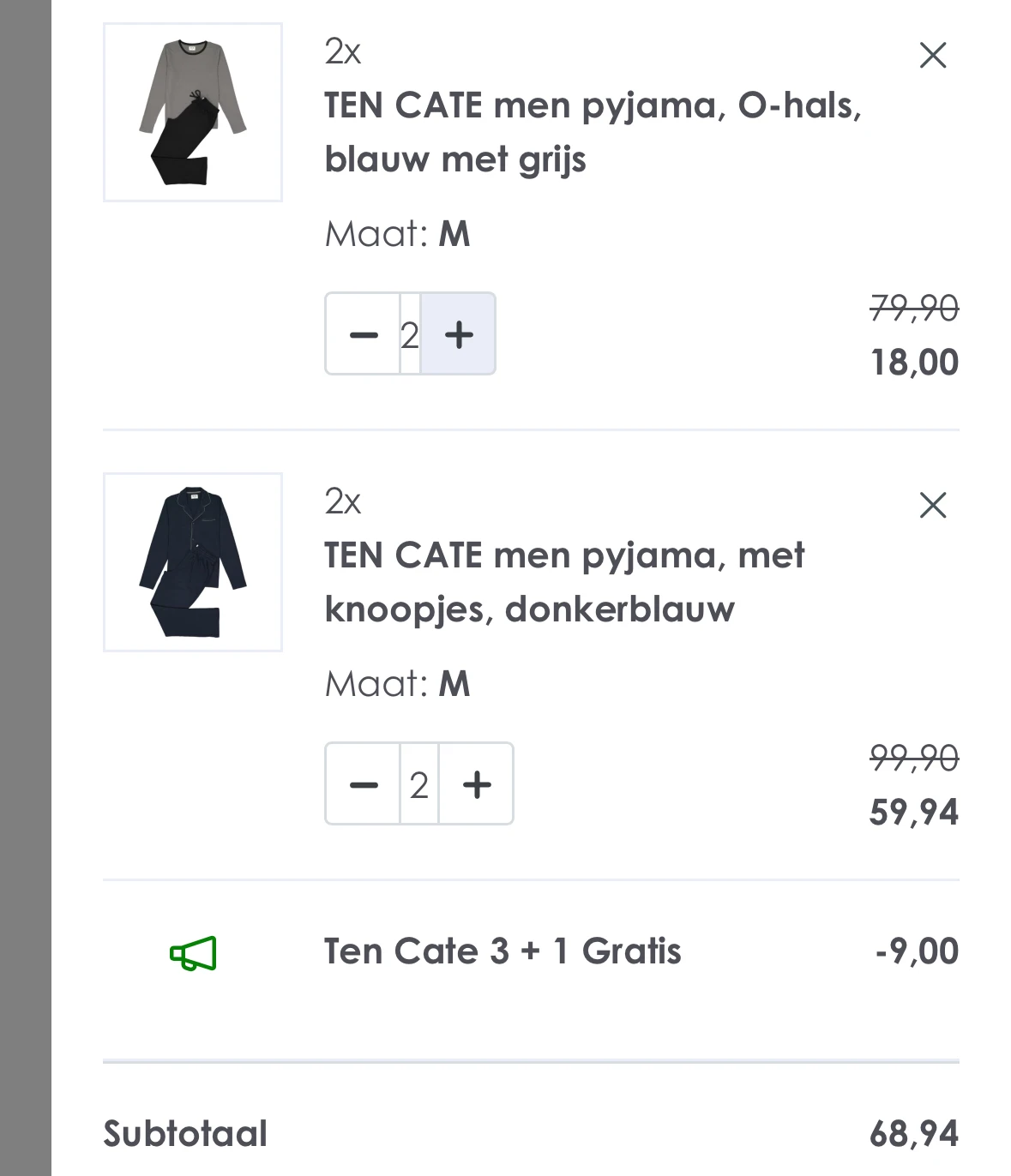 Pyjama’s Ten Cate -77%