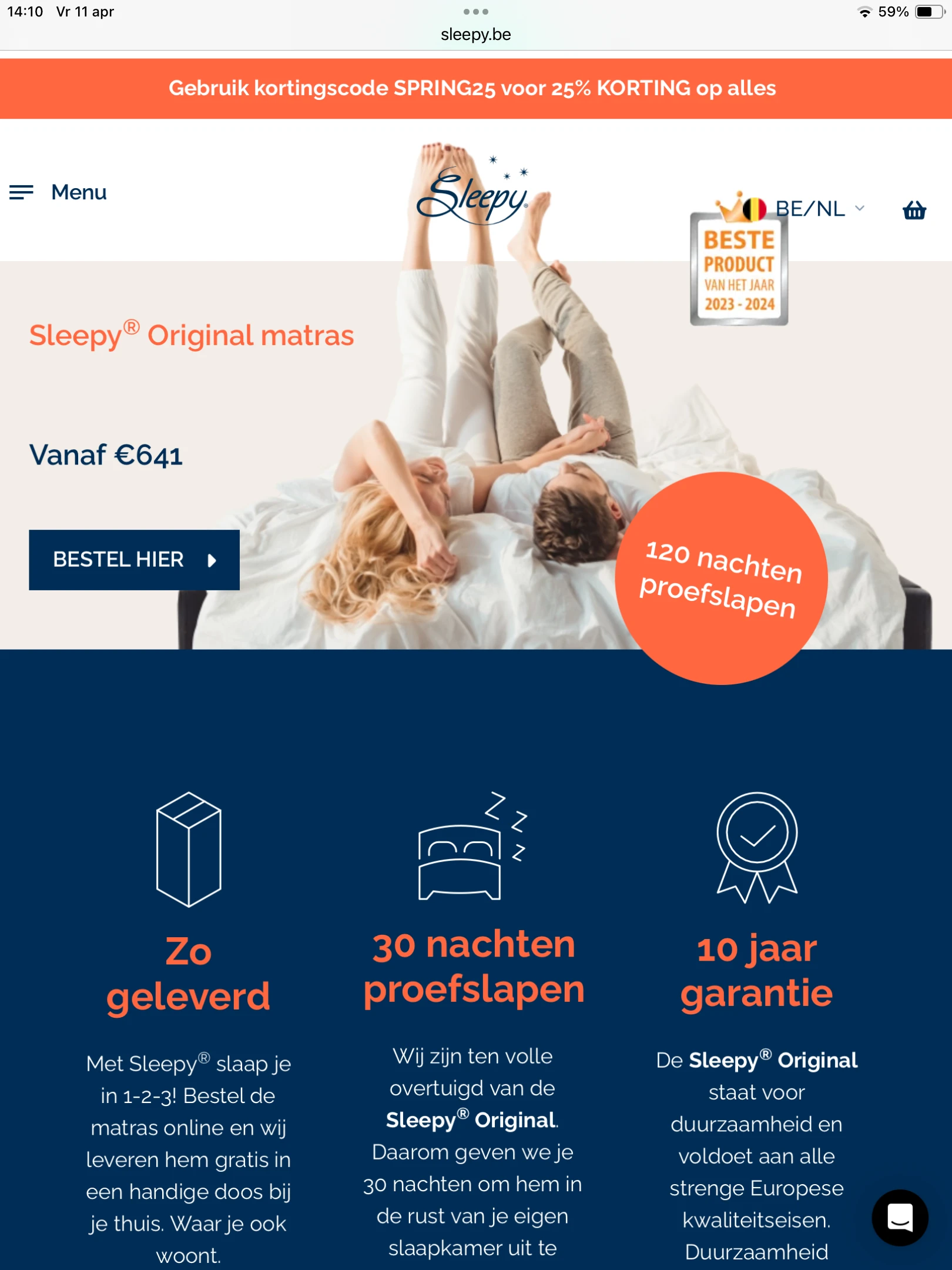 Sleepy 25% korting op alles