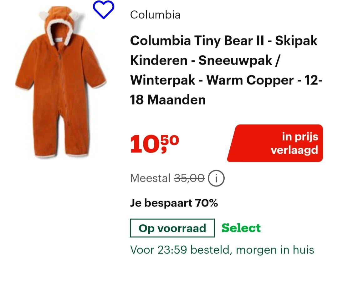 Sneeuwpak 12-18 maanden -70% bij bol.com