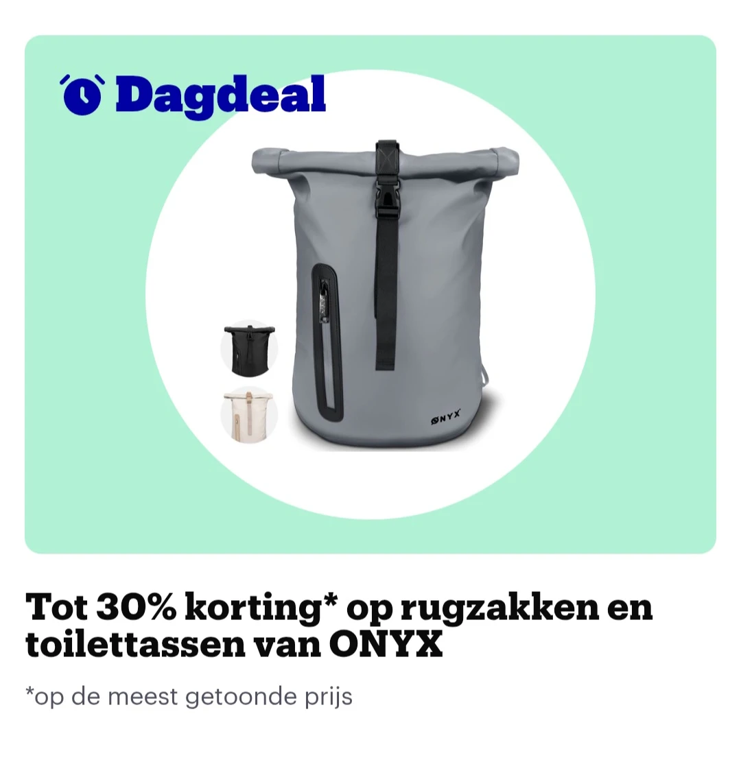 Tot 30% korting op rugzakken en toilettassen van Onyx bij bol.com