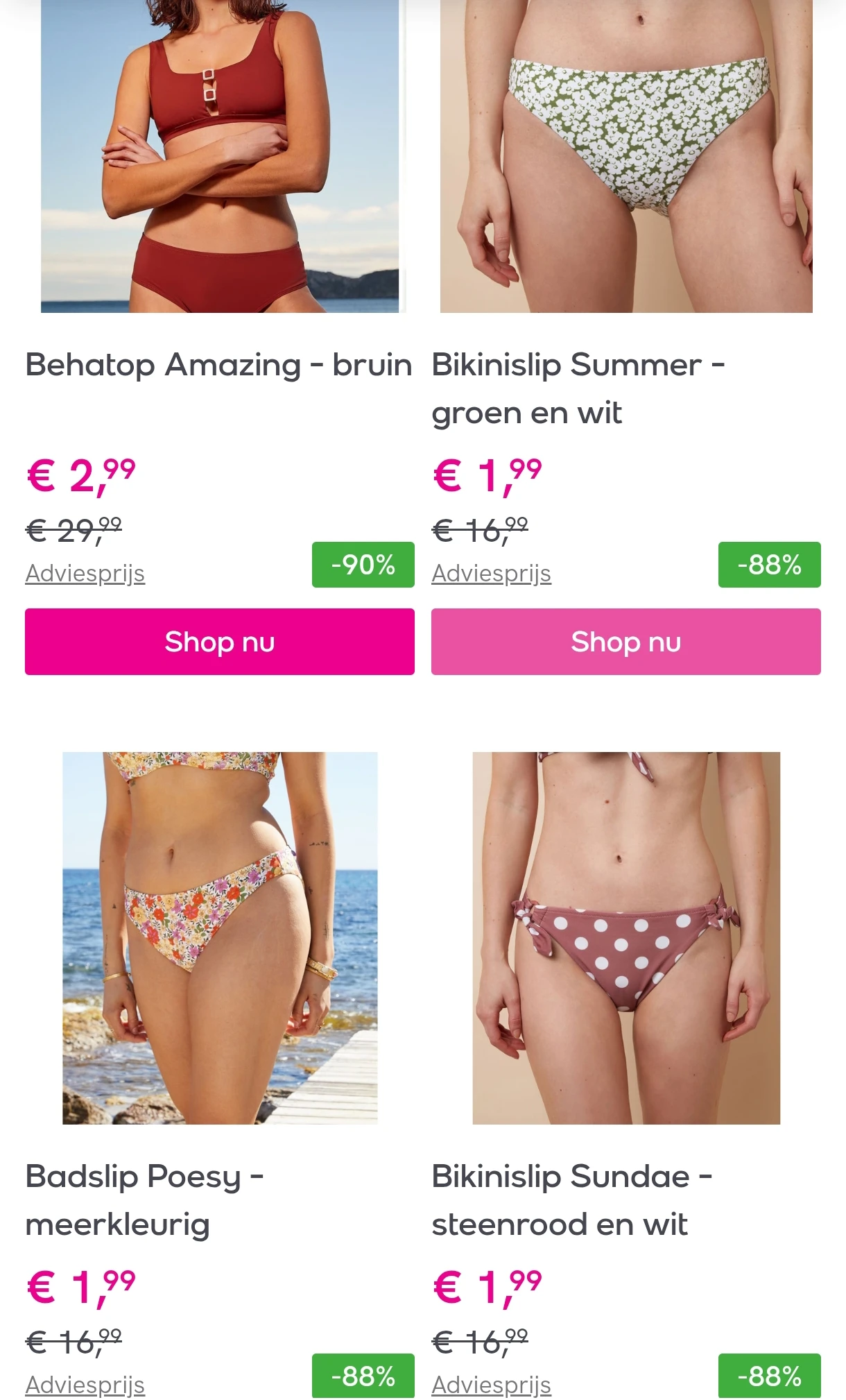 Bikinislips vanaf 1,99€, clutches, lingerie Etam bij veepee